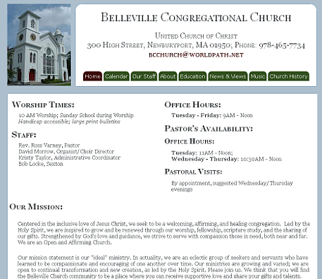 Belleville Church.org website snapshot