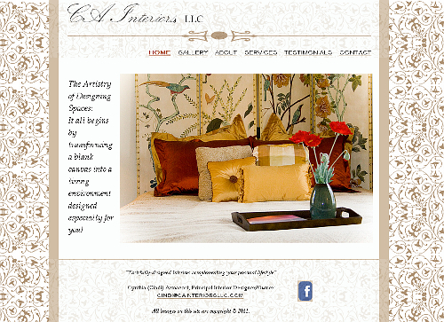 CA Interiors website snapshot