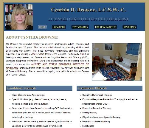 Cynthia Browne Therapy website snapshot
