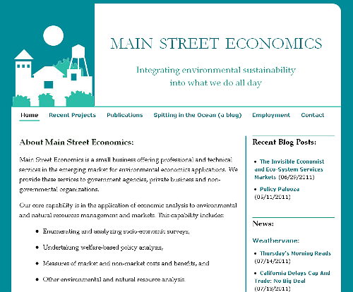 Main Street Economics website snapshot