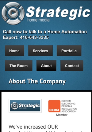 Mobile view of Strategic Home Media's website