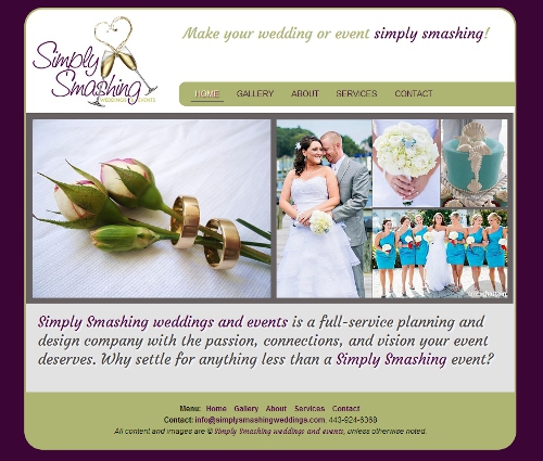 Simply Smashing Weddings & Events website snapshot