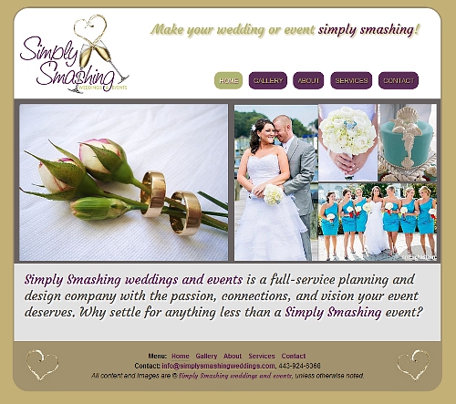 Simply Smashing Weddings & Events website snapshot