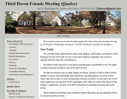 Third Haven Friends Meeting website snapshot