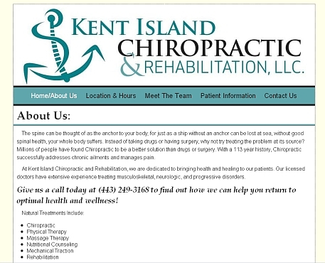 Kent Island Chiropractic website snapshot