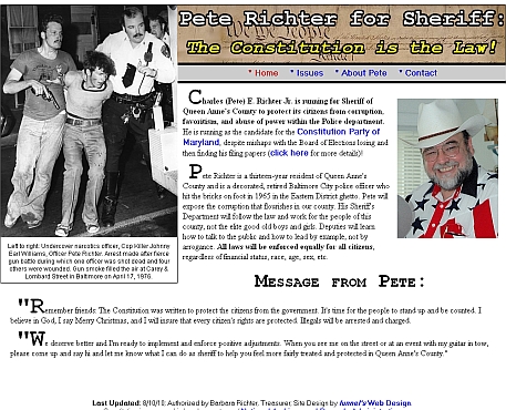 Pete Richter for Sheriff.com website snapshot