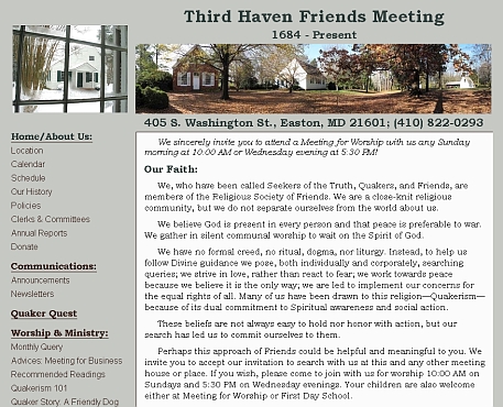 Third Haven Friends Meeting website snapshot